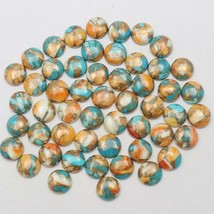11x11 mm Round Natural Composite Mohave Copper Turquoise Cabochon Gemstone 30pcs - £33.64 GBP