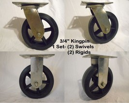 8&quot; x 2-1/2&quot; Swivel Caster Rubber on Steel Wheel &amp; Rigid 850lb ea Tool Box - £58.93 GBP