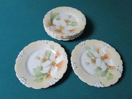 Rs Prussian 6 BREAD/CAKE Plates 6&quot; Diam Goegeous Flowers Unmarked [*RS1] - £95.09 GBP