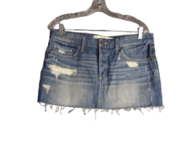 Abercrombie &amp; Fitch Distressed Jean Mini Skirt Button Fly Size 8 100% Cotton - £19.71 GBP