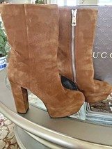 Gucci Suede Kid Scamosciato Nut Brown Platform Bootie Boots 353710 Size 39 US 9 - £395.67 GBP