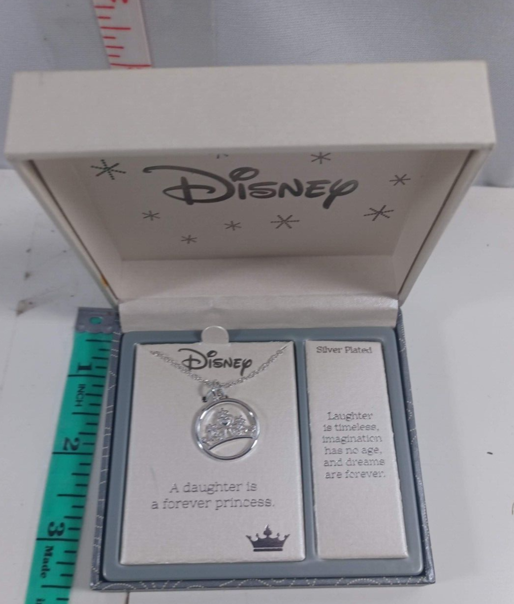 Disney Kohl's Fine Silver Plated Charm necklace a daughter is a forever princess - $39.60