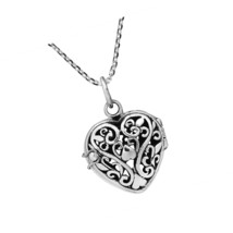 Classic Vintage Filigree Etched Heart Locket .925 - £123.85 GBP
