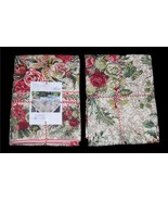 April Cornell MERRY Shabby Floral Roses Poinsettias Rectangle Cotton Tab... - $42.99+