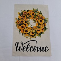 Garden Flag Sunflower Wreath Welcome decorative - £9.34 GBP