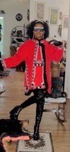 Rare Yuliya Magdych Ukrainian wool embroidered Red Black Fur Trim coat, ... - $2,237.39