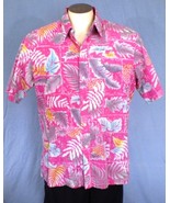 Rai Nani Large Button Down Reverse Print Hawaiian Shirt Pink Floral Vintage - $35.00