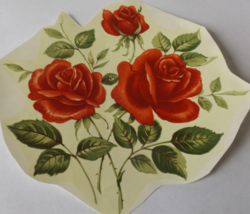 2 Red Roses Waterslide Ceramic Decals 5.5&quot; - Vintage - $3.75