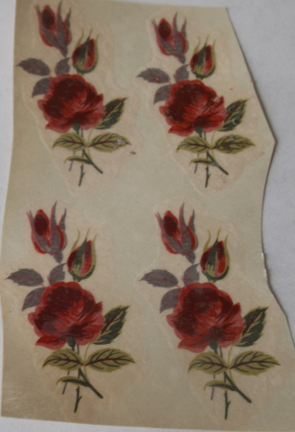 9 Red Roses Waterslide Ceramic Decals  1.75&quot;  - Vintage - $3.25