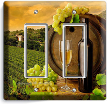 Tuscan Vineyard Rustic Wine Barrel Grapes Double Decoa Light Switch Plate Cover - $13.01