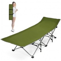 Folding Camping Cot with Side Storage Pocket Detachable Headrest-Green - Color:  - $2,465.04 MXN