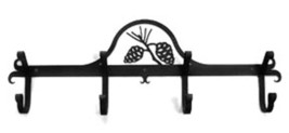 Village Wrought Iron Hat &amp; Coat Rack Towel Rack Pinecone - $55.99