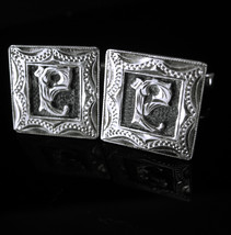 Sterling Initial Cufflinks Mexico sparkling silver Vintage Plamex letter Ee Ej J - £140.22 GBP