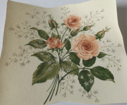2 Pink Roses Waterslide Ceramic Decals  4.5&quot;  - Vintage - $3.75
