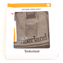 Timberland Gray Knit Scarf &amp; Reversible Beanie Men&#39;s One Size New in Box - £57.16 GBP