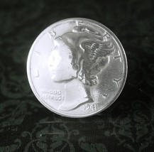 Liberty Head Coin Tie tack Vintage Silver 1941 Mercury Dime Coin Cuff Jewelry Bi - £67.94 GBP