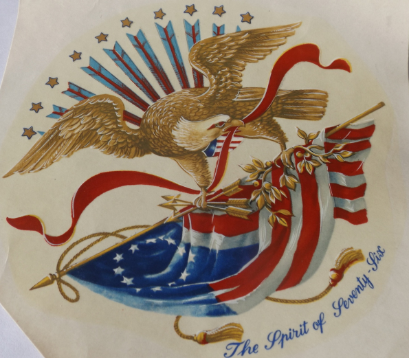 1 U.S. Flag and Eagle Waterslide Ceramic Decals  5&quot;  - Vintage - $3.00