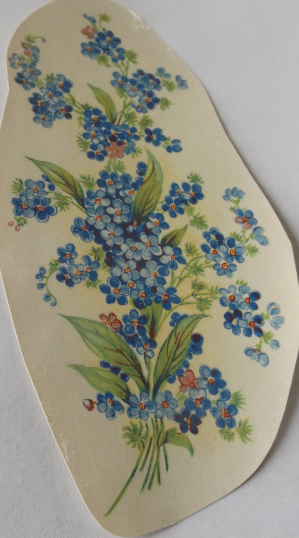 4 Blue Flowers Waterslide Ceramic Decals 5&quot;  - Vintage - $3.75
