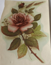 2 Pink Roses Waterslide Ceramic Decals 5.5&quot;  - Vintage - $4.00