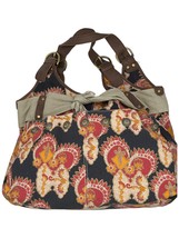 Deuce Lux cotton hobo bag with large canvas bow and decorative conchos - $20.90