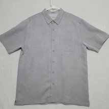 Quick Silver Waterman Collection Shirt Men&#39;s Sz L Large Gray Short Sleeve Casual - £28.67 GBP