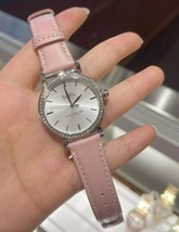 Nwb 14503550 Coach Madison 34mm Crystal Watch Silver Dial Pink Strap Authentic! - £90.02 GBP