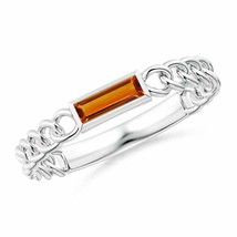 ANGARA Bezel-Set Baguette Citrine Solitaire Curb Link Ring for Women in 14K Gold - £366.11 GBP