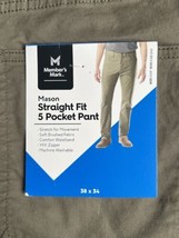 Members Mark Mason Straight Fit 5 Pocket Pant Men’s 38x34 Faded Green - £11.09 GBP