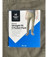 Members Mark Mason Straight Fit 5 Pocket Pant Men’s 38x34 Faded Green - $14.85