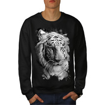 Wellcoda White Tiger Head Mens Sweatshirt, Wild Casual Pullover Jumper - £24.11 GBP+