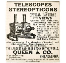 Telescopes Stereopticons 1885 Advertisement Victorian Queen &amp; Co ADBN1A15 - $372.61 MXN