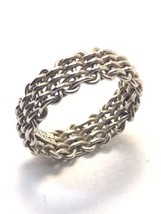 Vintage Mexico Sterling Silver 925 Mesh Band Size 10  - £51.11 GBP