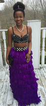 New Nwot Designer Custom 2 piece Purple feather Coat Jacket &amp; Skirt Set ... - £2,776.47 GBP