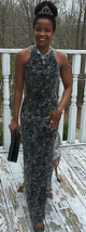 Couture Oleg Cassini Neiman Marcus black Heavy glass beaded long dress gown XS-2 - £1,262.24 GBP