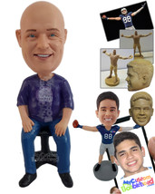 Personalized Bobblehead Funny looking guy sitting on a computer chair with hands - £81.46 GBP