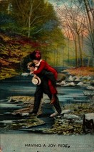 Vintage Postcard 1910 Having a Joy Ride Man and Woman Crossing Stream Love BKC - £4.67 GBP