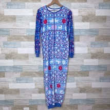 Awake Luxe Plush Rainbow Unicorn Fair Isle One Piece Pajama Blue Womens ... - £12.95 GBP