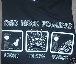 Funny Fishing Mens Black T-Shirt, (RED NECK FISHING ) size small NWT - £11.19 GBP