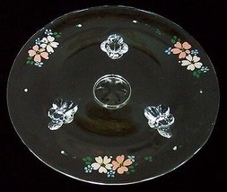 Hand-painted 8&quot; diameter 3-legged Pressed Glass serving plate - £19.71 GBP