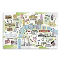 Fun Illustrated London Map Unframed Print Wall Art - $170.49