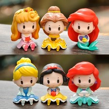 6pcs/set Cute Princess Snoww White Cindereella Bell Ariiel Vinyl Figure Toys - £29.86 GBP