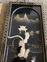 Vtg Oriental Asiatique Laque Sculpté Abalone Mère De Perle Geisha Mur Panneaux D - £444.55 GBP