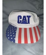 Cat Caterpillar American Flag Snapback Hat - Trucker - Nissin  - Vintage - $24.31