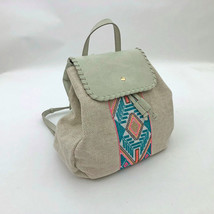 Jen &amp; Co. Tribal Back Pack Vegan Leather Embroidered Woven Pattern Ivory... - $49.18