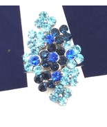 Chrystal rhinestone Cocktail rings expandable silver alloy Sapphire Montana - £6.95 GBP