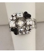 Chrystal rhinestone expandable square cluster rings silver alloy Chrysta... - £6.18 GBP
