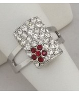 Chrystal rhinestone  expandable Rectangle cluster ring silver alloy Crys... - £6.20 GBP