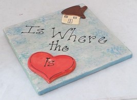 Wall decor 3D ceramic tile 8x8 Home is where the hearth is by Laura Warner - £5.82 GBP