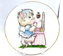 Vintage hand painted White porcelain 10”plate,Cat powder it face by Maria Wilson - £7.13 GBP