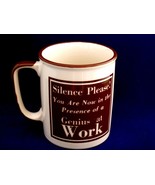 SILENCE PLEASE GENIUS AT WORK MUG, RARE,CERAMIC, CREAM &amp; BROWN COLORS  1... - £5.02 GBP